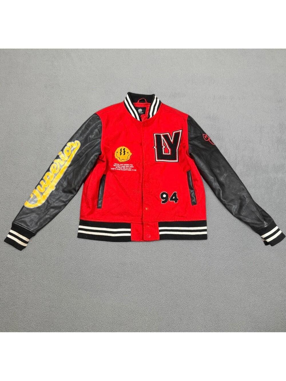 Bleecker & Mercer Living Young Wild Free Varsity Jacket Letterman Jacket Mens M